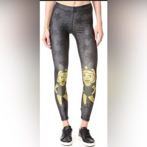 Terez Black Crystal EmojiCindy/Mindy Performance Leggings Black Gold Medium NWT